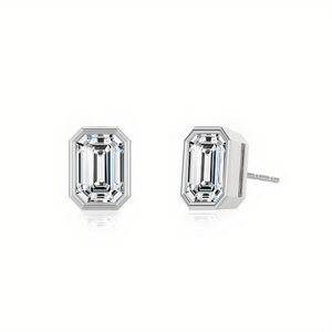 Emerald Lab-grown Diamond Bezel Stud Earrings