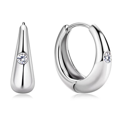 Chunky Silver Moissanite Hoop Earrings