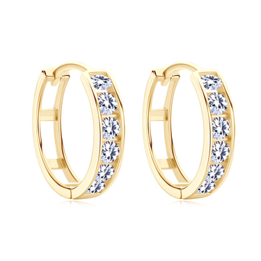 Channel Moissanite Huggies Hoop Earrings