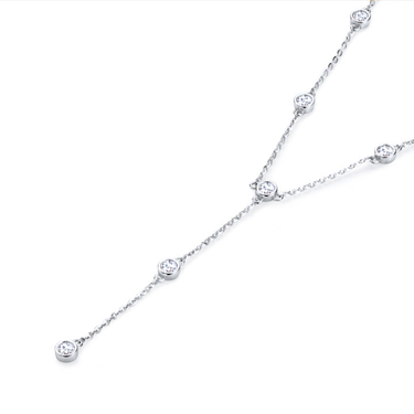 Bezel Moissanite Drop Necklace