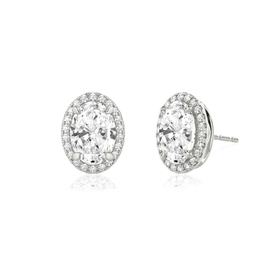 Oval Lab-grown Diamond Halo Stud Earrings