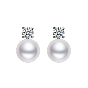 Pearl and Diamond Stud Earrings