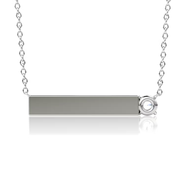 Solitaire Diamond Bar Engraved Necklace