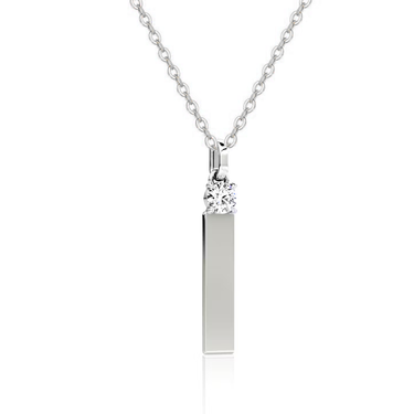 Solitaire Diamond Bar Engraved Pendant