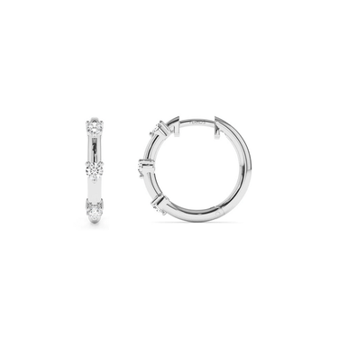 Triple Separated Diamond Huggie Earrings