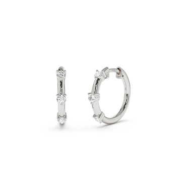 Triple Separated Diamond Huggie Earrings