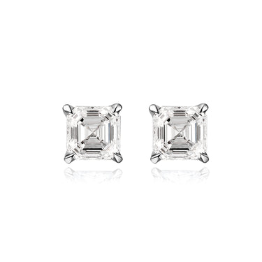 Asscher Lab-grown Diamond Solitaire Stud Earrings