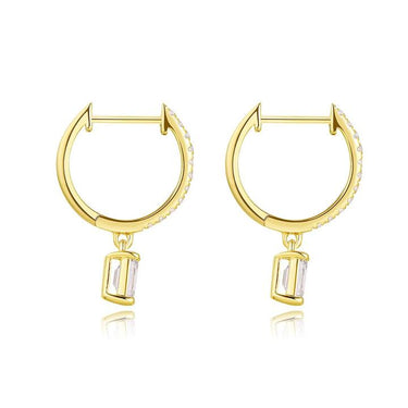 Pave Hoop Emerald Diamond Drop Earrings