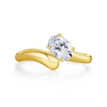 Curve Oval Diamond Ring