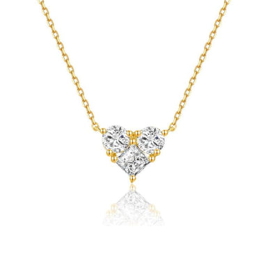 Lab Diamond 3 Stone Heart Pendant Necklace