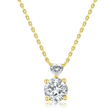 Round & Heart Diamond Drop Pendant