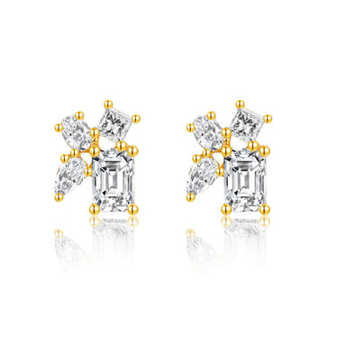 Multi Diamond Cluster Stud Earrings