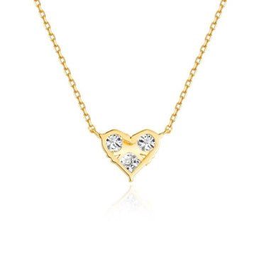 Lab Diamond 3 Stone Heart Pendant Necklace