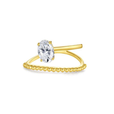 Curve Fork Oval Diamond Ring