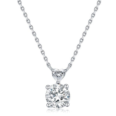 Round & Heart Diamond Drop Pendant