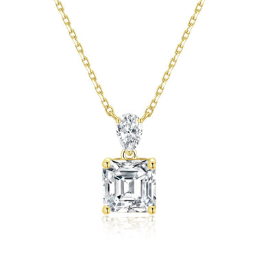 Pear & Asscher Diamond Drop Pendant