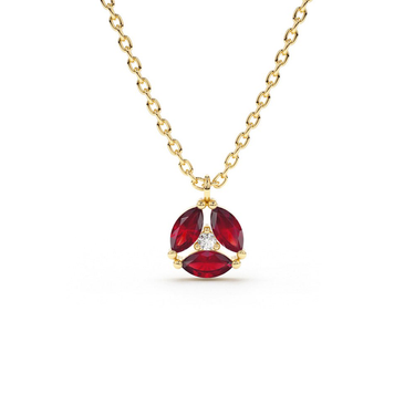 Marquise Ruby & Diamond Cluster Pendant