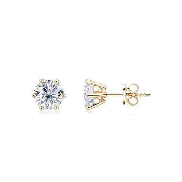 Six Prong Basket Set Moissanite Stud Earrings