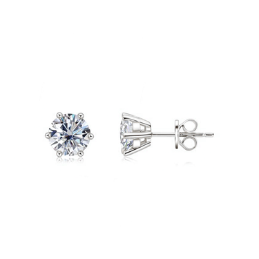 Six Prong Basket Set Moissanite Stud Earrings