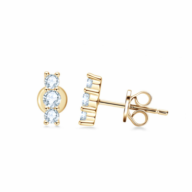 Three Stone Stud Earrings