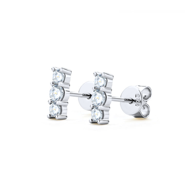 Three Stone Stud Earrings